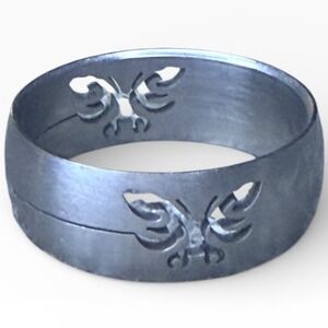 Silver Tone Ring Fleur de Lis Cutout Band Womens Size 10.5
